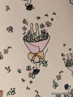 Шелк атлас стрейч (н) девушки на розовом - итальянские ткани Тессутидея арт. 10-3057