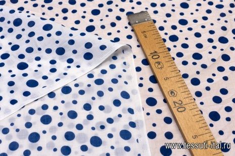 Батист (н) синий горох на белом - итальянские ткани Тессутидея арт. 01-5258