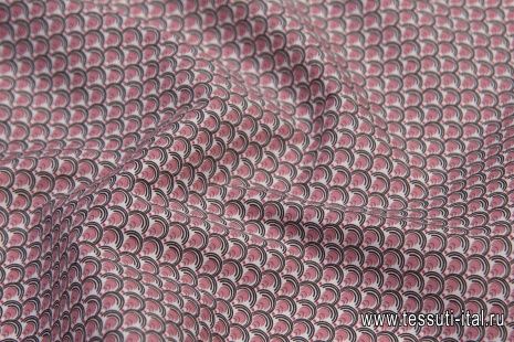 Сорочечная (н) черно-розовый принт  - итальянские ткани Тессутидея арт. 01-6276