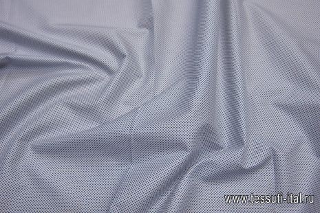 Сорочечная (н) черно-синий геометрический принт на белом - итальянские ткани Тессутидея арт. 01-6392
