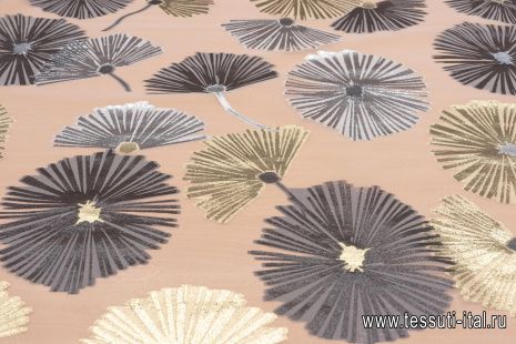 Органза (н) стилизованные цветы из люрекса на белом - итальянские ткани Тессутидея арт. 10-2783