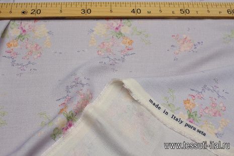 Шифон (н) цветочный рисунок на светло-сиреневом - итальянские ткани Тессутидея арт. 10-3487