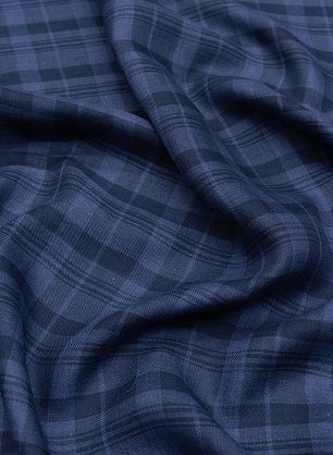 Лен костюмный (н) синяя клетка - в интернет-магазине тканей Тессутидея арт. 16-0786