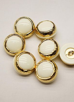 Пуговица комбинированная на ножке d-22мм молочно-золотая - итальянские ткани Тессутидея F-6911