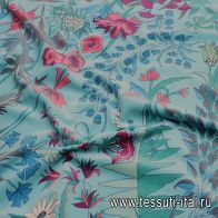 Бархат (н) цветочный рисунок на голубом - итальянские ткани Тессутидея арт. 01-7175