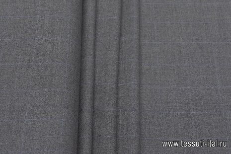 Костюмная (н) серая меланж с голубой клеткой - итальянские ткани Тессутидея арт. 05-4348