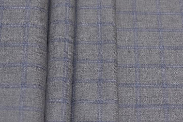 Костюмная (н) серо-синяя клетка в стиле Loro Piana - итальянские ткани Тессутидея арт. 05-4153