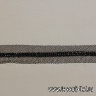 Цепь металл никель на черной сетке - итальянские ткани Тессутидея арт. F-6188
