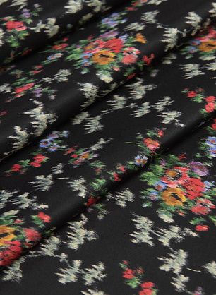 Органза продублированная (н) акварельный орнамент на черном - в интернет-магазине тканей Тессутидея арт. 10-1459