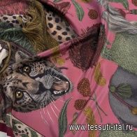 Платок 90*90см (н) леопард и собака на антико Сабина Саваж - итальянские ткани Тессутидея арт. F-5714