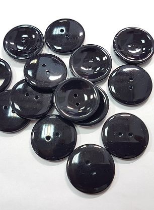 Пуговица пластик 2 прокола d-23мм черная - итальянские ткани Тессутидея.