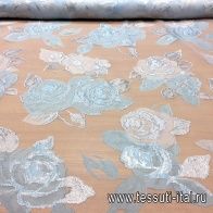 Органза деворе с люрексом (н) серебрянный орнамент на бело-голубом - итальянские ткани Тессутидея арт. 03-4799