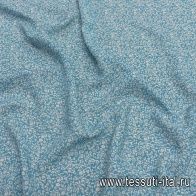 Плательная вискоза (н) мелкий белый цветочный рисунок на голубом - итальянские ткани Тессутидея арт. 04-1466