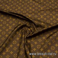 Плащевая с водоотталкивающим покрытием (н) логотип на темно-коричневом - итальянские ткани Тессутидея арт. 11-0480