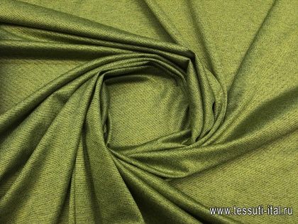 Трикотаж (н) черно-зеленый меланж - итальянские ткани Тессутидея арт. 12-0720