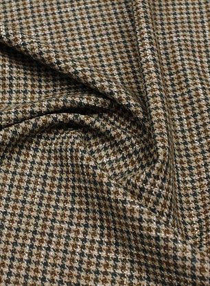 Костюмная (н) бежево-коричнево-зеленая клетка - в интернет-магазине тканей Тессутидея арт. 05-4690