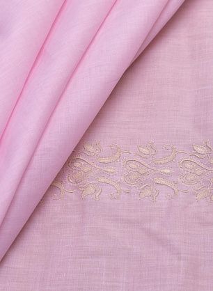 Хлопок (н) бежевая вышивка на розовом - в интернет-магазине тканей Тессутидея арт. 01-5234