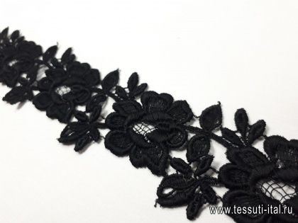 Кружево макраме (о) черное ш-4,5см  - итальянские ткани Тессутидея арт. 01-3565