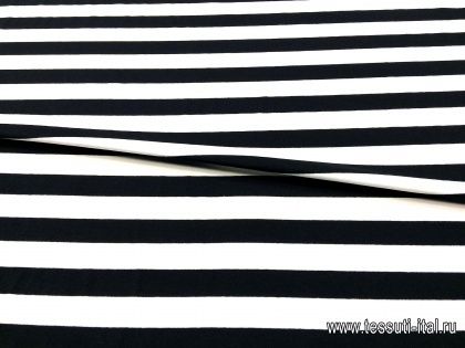 Трикотаж хлопок (н) черно-белая полоска - итальянские ткани Тессутидея арт. 12-0846