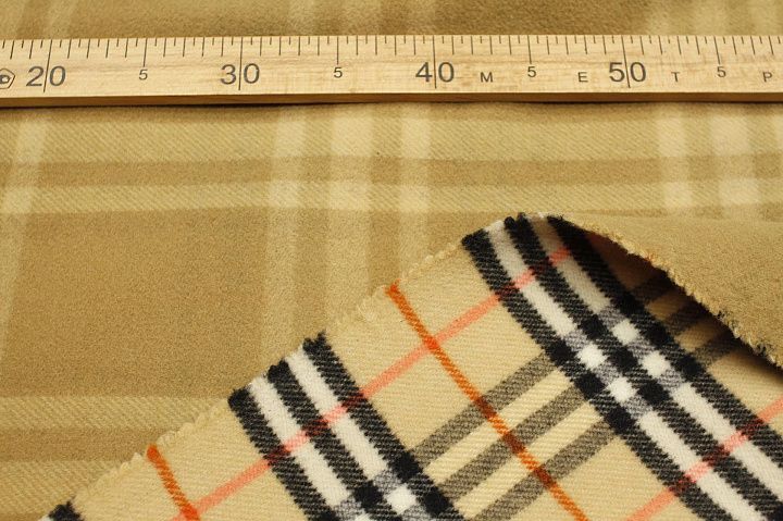 Пальтовая дабл шерсть двухслойная (н) клетка на бежевом - итальянские ткани Тессутидея арт. 09-2134