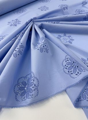 Хлопок стрейч с перфорацией (о) голубой - в интернет-магазине тканей Тессутидея арт. 01-8055