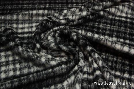 Пальтовая ворсовая (н) черно-белая клетка ш-150см - итальянские ткани Тессутидея арт. 09-1174