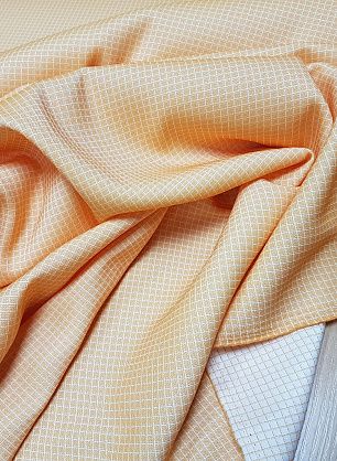 Плательная стрейч (н) оранжево-белая клетка ш-150см - в интернет-магазине тканей Тессутидея арт. 03-3982