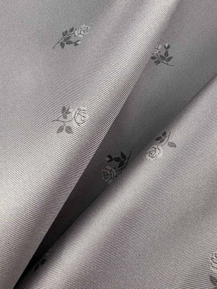 Шелк твил (н) мелкий цветочнай рисунок на светло-сером - итальянские ткани Тессутидея арт. 10-4870