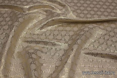 Шифон с люрексом (н) светло-бежево-золотой - итальянские ткани Тессутидея арт. 10-3288