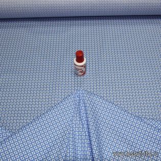 Сорочечная стрейч Super fine (н) бело-голубой геометрический орнамент Brioni - итальянские ткани Тессутидея арт. 01-2594