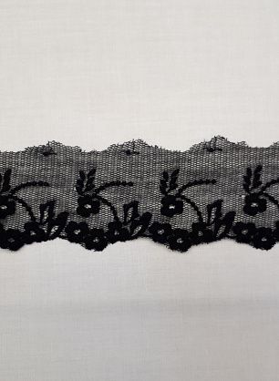 Кружево на сетке (о) черное ш-5,5см - в интернет-магазине тканей Тессутидея арт. 01-4810