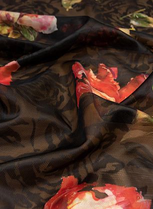 Органза деворе (н) крупные розы  - в интернет-магазине тканей Тессутидея арт. 03-6228