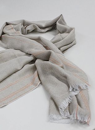 Кашемир купон-палантин бежево-оранжевый 185*70см - итальянские ткани Тессутидея F-6467