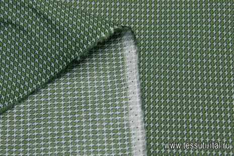 Сорочечная (н) бело-зеленый принт  - итальянские ткани Тессутидея арт. 01-6233