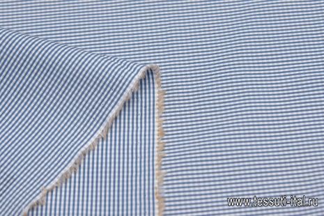 Сорочечная (н) сине-бело-бежевая мелкая клетка  - итальянские ткани Тессутидея арт. 01-6028