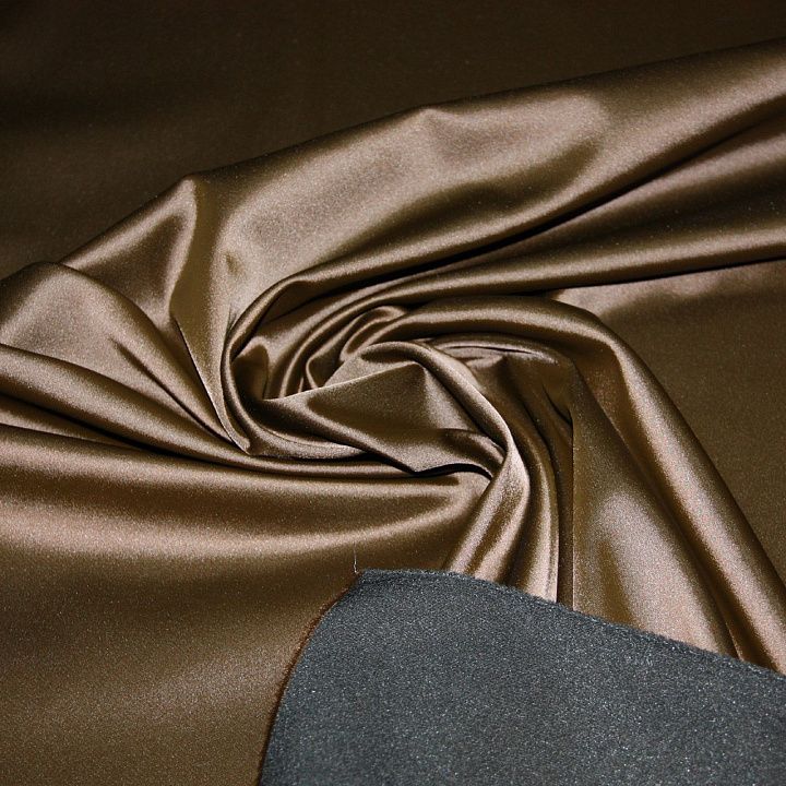 Плательная атлас стрейч watusso (о) темно-коричневая Armani ш-130см - итальянские ткани Тессутидея арт. 03-2532
