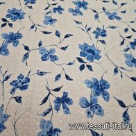 Шитье (н) синий цветочный орнамент на белом - итальянские ткани Тессутидея арт. 01-5803
