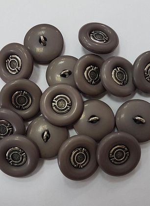 Пуговица комбинированная на ножке d-25мм серая с серебрянной вставкой - в интернет-магазине тканей Тессутидея арт. F-5085