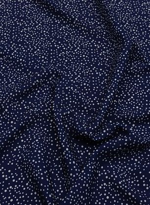 Плательная вискоза (н) белый стилизованный горох на темно-синем - в интернет-магазине тканей Тессутидея арт. 04-1512