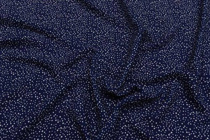 Плательная вискоза (н) белый стилизованный горох на темно-синем - итальянские ткани Тессутидея арт. 04-1512