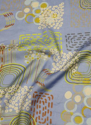 Лен (н) яркая абстракция на голубом - в интернет-магазине тканей Тессутидея арт. 16-1085