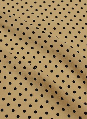 Крепдешин (н) черный горох на бежевом - в интернет-магазине тканей Тессутидея арт. 10-4664