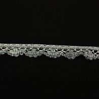 Тесьма вязанная (н) бежево-голубая, серо-белая ш-2,5см - итальянские ткани Тессутидея арт. 03-3542