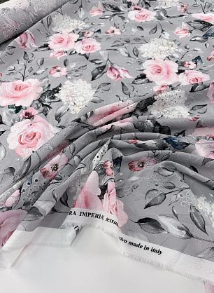 Шитье (н) цветочный рисунок на сером - в интернет-магазине тканей Тессутидея арт. 01-8045