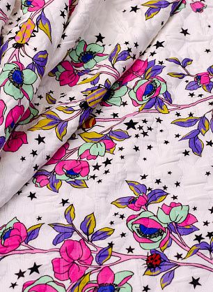 Жаккард (н) цветы и жуки на белом - в интернет-магазине тканей Тессутидея арт. 03-5719