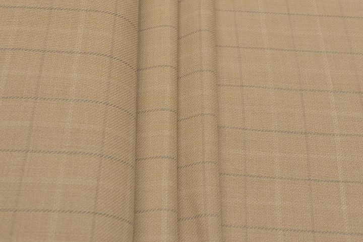 Костюмная (н) бежево-серая клетка - итальянские ткани Тессутидея арт. 05-4326