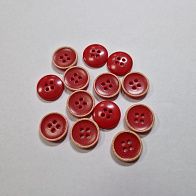 Пуговица костюмная пластик 4 прокола d-15мм красная с молочным ободком - итальянские ткани Тессутидея арт. F-5980
