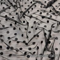 Сетка плательная (о) черный горох на черном - итальянские ткани Тессутидея арт. 03-6396