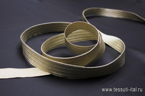 Тесьма жаккардовая с люрексом ш-2,5см золотая - итальянские ткани Тессутидея арт. F-6299