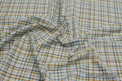 Сорочечная (н) сине-розово-коричнево-бирюзовая клетка - итальянские ткани Тессутидея арт. 01-7198